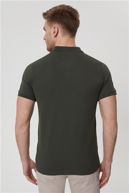 Twins Erkek %100 Pamuk Polo Yaka T-Shirt Olive