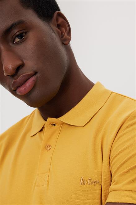 Twins Erkek %100 Pamuk Polo Yaka T-Shirt Hardal