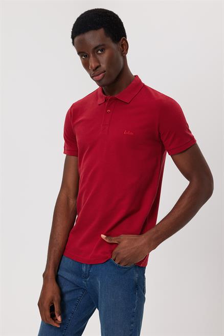 Twins Erkek %100 Pamuk Polo Yaka T-Shirt Kısa Kırmızı