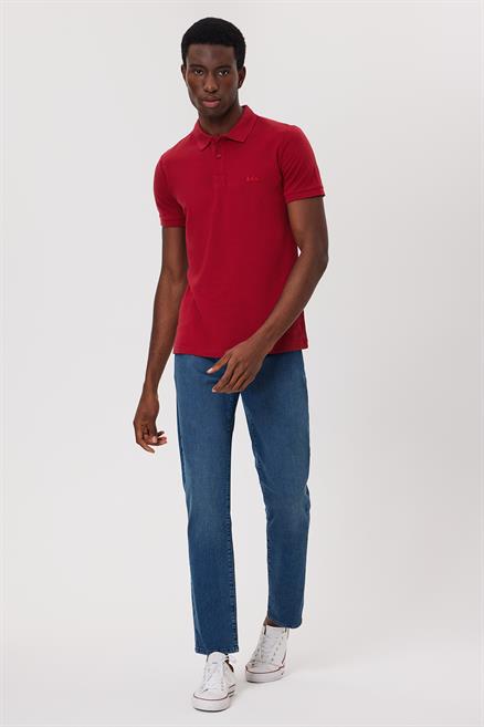 Twins Erkek %100 Pamuk Polo Yaka T-Shirt Kısa Kırmızı