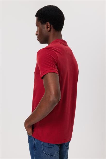 Twins Erkek %100 Pamuk Polo Yaka T-Shirt Kısa Kırmızı