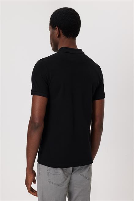 Twins Erkek %100 Pamuk Polo Yaka T-Shirt Siyah