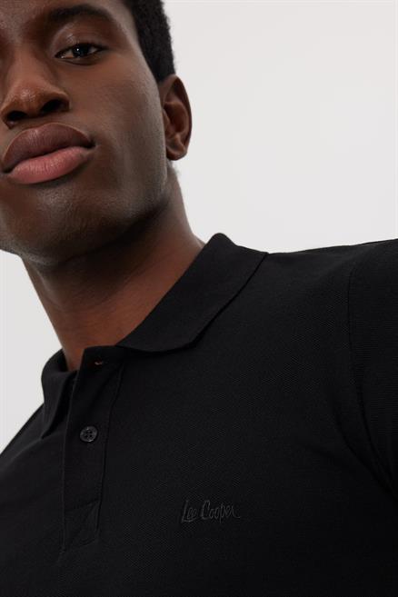 Twins Erkek %100 Pamuk Polo Yaka T-Shirt Siyah