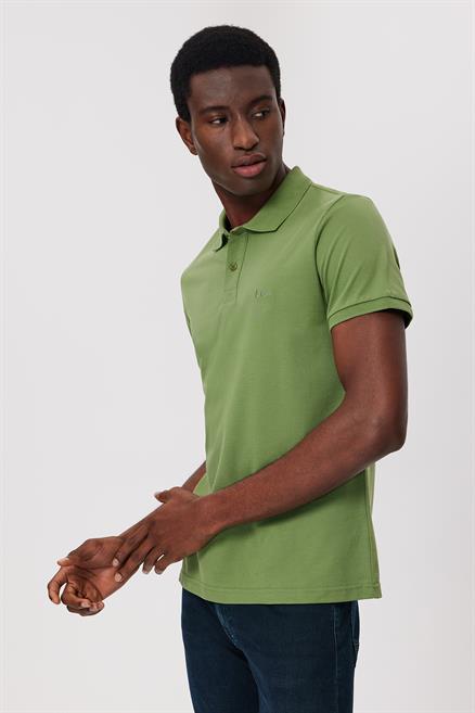 Twins Erkek %100 Pamuk Polo Yaka T-Shirt Yeşil