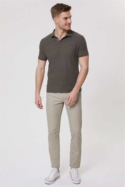 Tylen Erkek %100 Pamuk Polo Yaka T-Shirt Haki