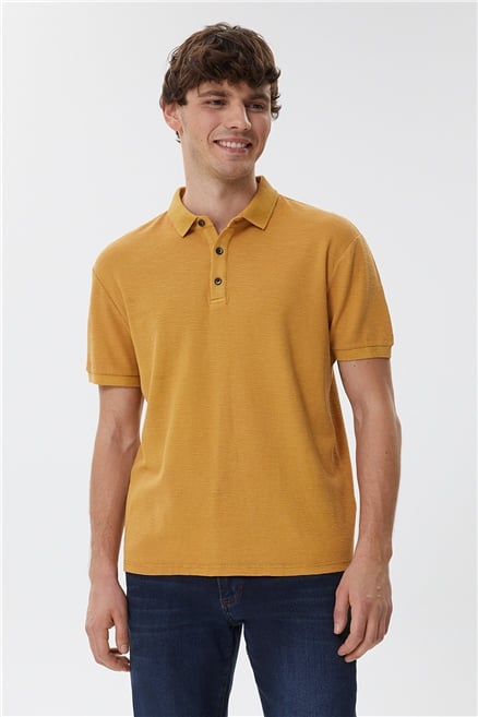 Tylen Erkek %100 Pamuk Polo Yaka T-Shirt Hardal