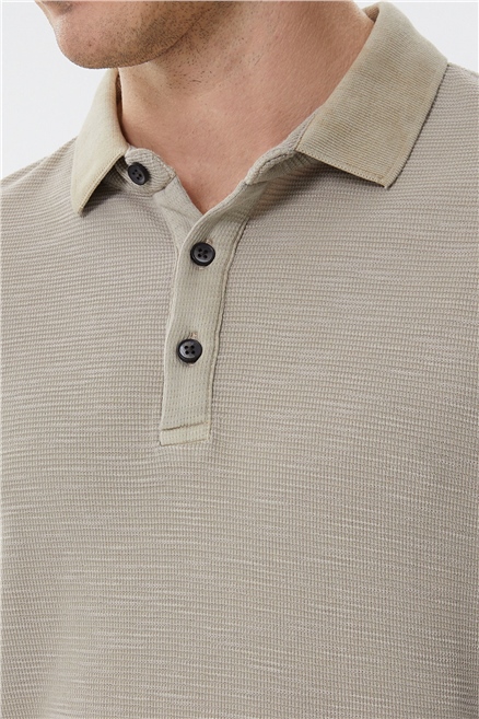Tylen Erkek %100 Pamuk Polo Yaka T-Shirt Koyu Bej
