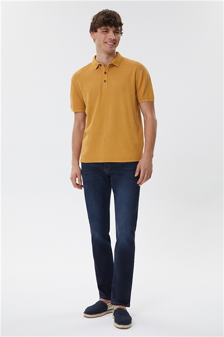 Tylen Erkek %100 Pamuk Polo Yaka T-Shirt Hardal