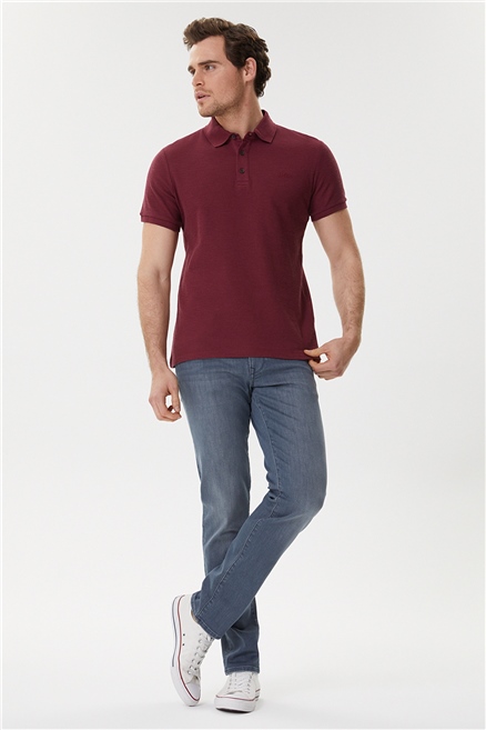 Tylen Erkek %100 Pamuk Polo Yaka T-Shirt Mürdüm