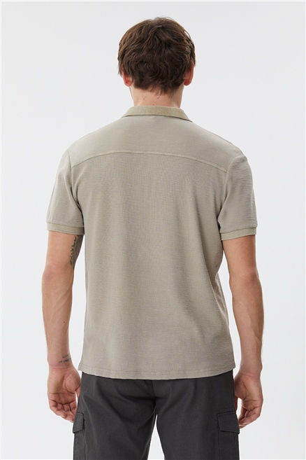 Tylen Erkek %100 Pamuk Polo Yaka T-Shirt Koyu Bej