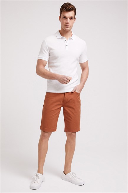 Tylen Erkek %100 Pamuk Polo Yaka T-Shirt Kirik Beyaz