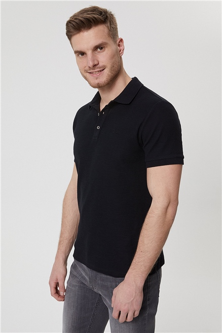 Tylen Erkek %100 Pamuk Polo Yaka T-Shirt Siyah