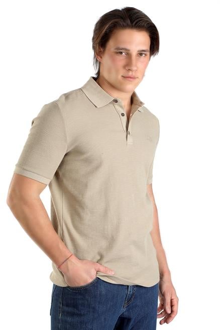 Tylen Erkek %100 Pamuk Polo Yaka T-Shirt Koyu Bej