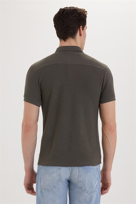 Tylen Erkek %100 Pamuk Polo Yaka T-Shirt Haki