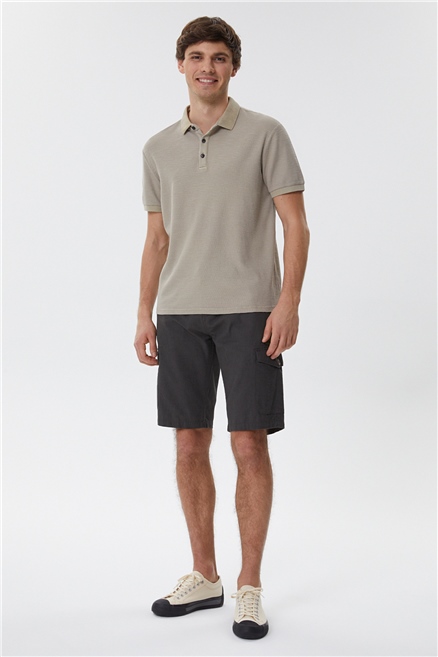 Tylen Erkek %100 Pamuk Polo Yaka T-Shirt Koyu Bej