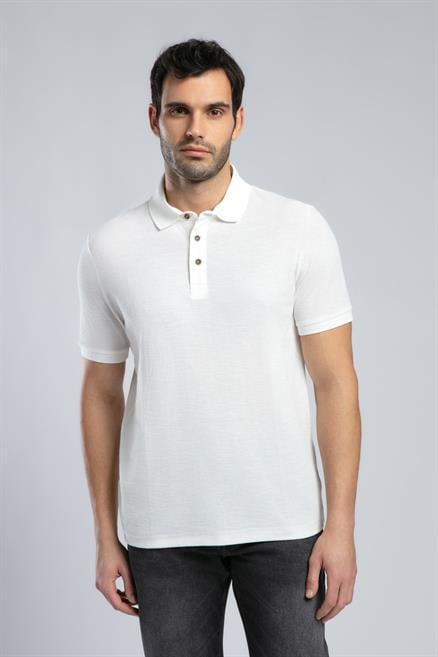 Tyler Erkek %100 Pamuk Polo Yaka T-Shirt Ekru