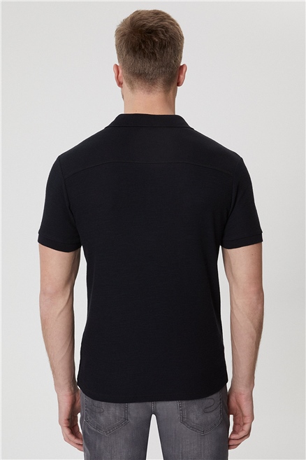 Tylen Erkek %100 Pamuk Polo Yaka T-Shirt Siyah