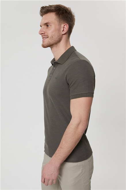 Tylen Erkek %100 Pamuk Polo Yaka T-Shirt Haki