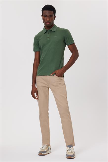 Tylen Erkek %100 Pamuk Polo Yaka T-Shirt Haki