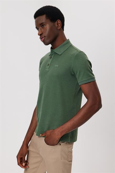 Tylen Erkek %100 Pamuk Polo Yaka T-Shirt Haki