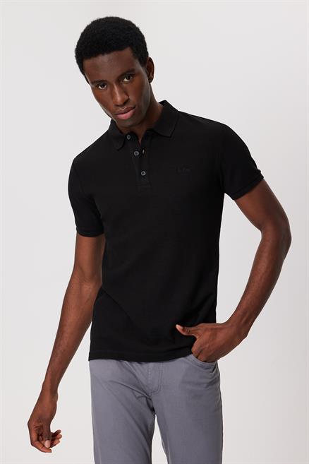 Tylen Erkek %100 Pamuk Polo Yaka T-Shirt Siyah