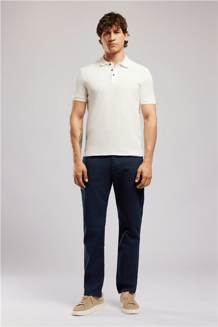 TYLER Erkek Regular Fit Basic Polo Yaka T-Shirt Ekru