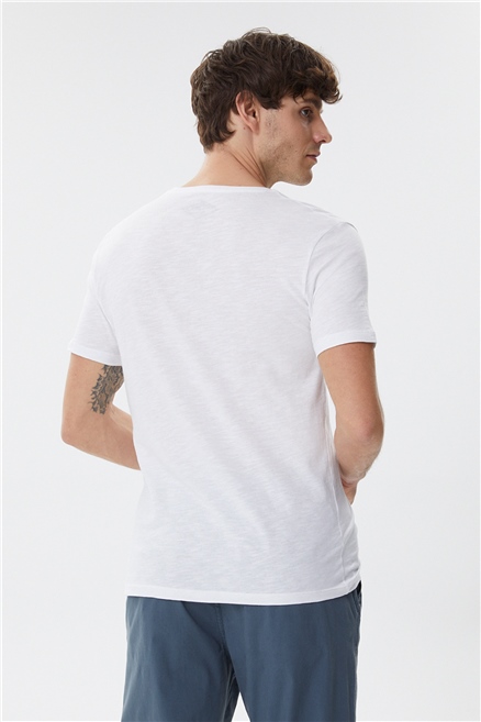Unlimited Erkek %100 Pamuk Bisiklet Yaka T-Shirt Beyaz