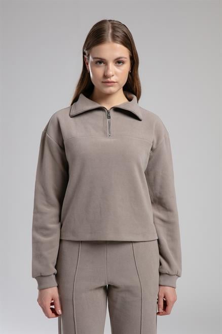Vegas Kadın Dik Yaka Sweatshirt Vizon