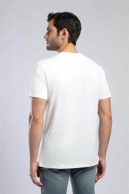 Vincent Erkek %100 Pamuk O Yaka T-Shirt Ekru