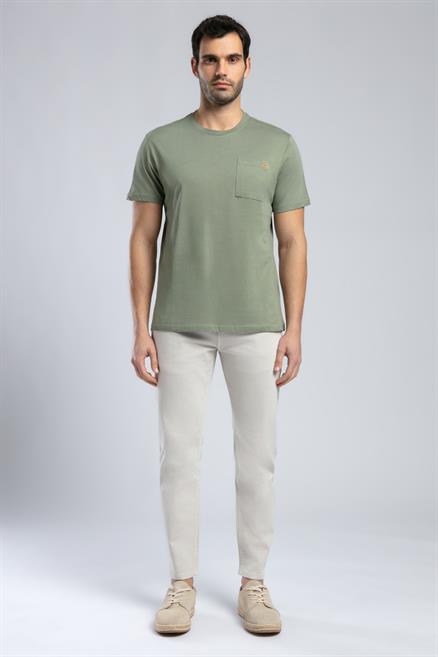 Vincent Erkek %100 Pamuk O Yaka T-Shirt Haki