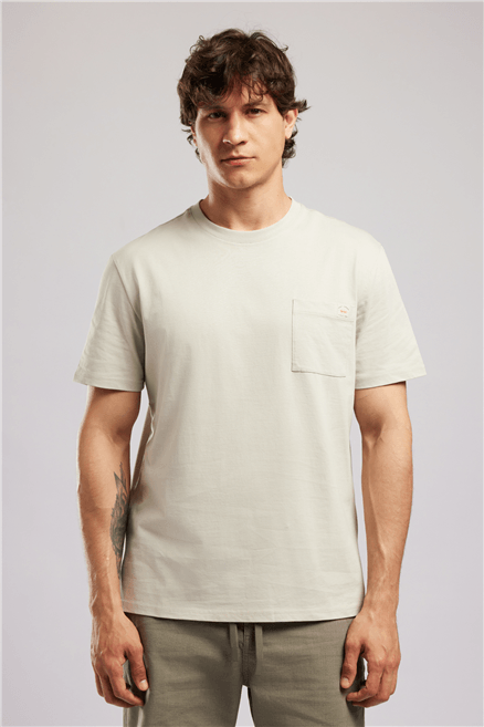 VINCENT Erkek Regular Fit %100 Pamuk Basic Bisiklet Yaka T-Shirt Beyaz