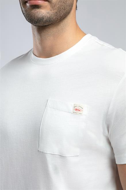 Vincent Erkek %100 Pamuk O Yaka T-Shirt Ekru