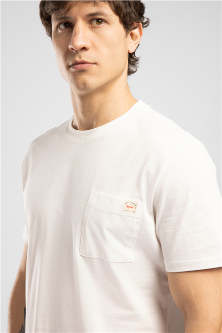VINCENT Erkek Regular Fit %100 Pamuk Basic Bisiklet Yaka T-Shirt Beyaz