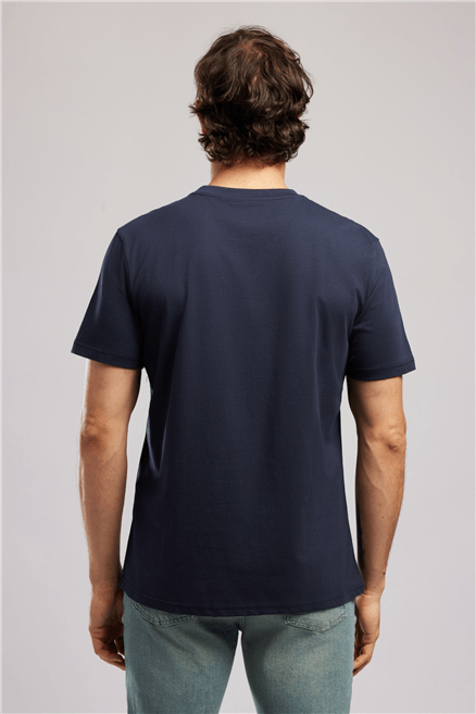 VINCENT Erkek Regular Fit %100 Pamuk Basic Bisiklet Yaka T-Shirt Lacivert