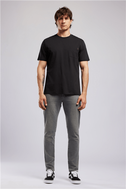 VINCENT Erkek Regular Fit %100 Pamuk Basic Bisiklet Yaka T-Shirt Siyah