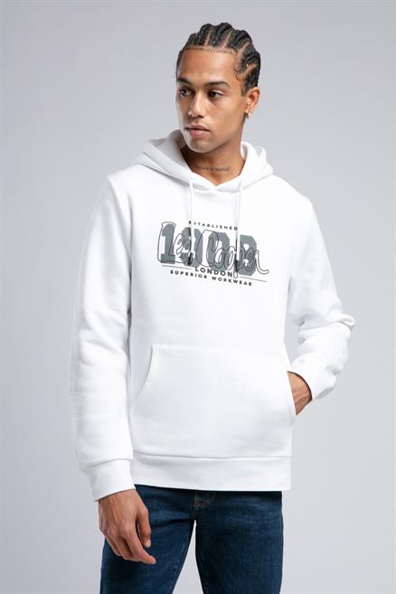 Washington Erkek Kapüşonlu Sweatshirt Beyaz