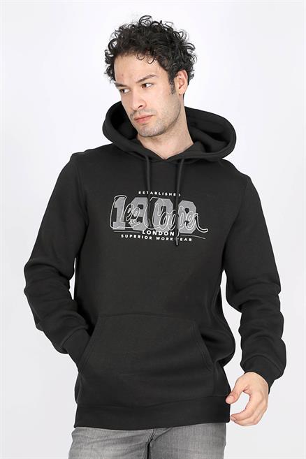 Washington Erkek Kapüşonlu Sweatshirt Siyah
