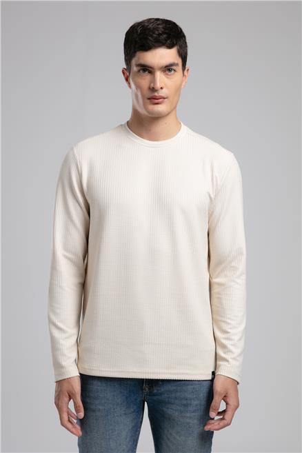 Wayne Erkek O Yaka Sweatshirt Bej