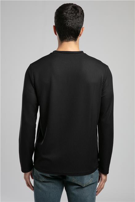 Wayne Erkek O Yaka Sweatshirt Siyah