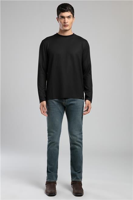 Wayne Erkek O Yaka Sweatshirt Siyah