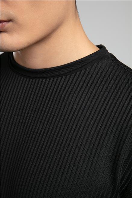 Wayne Erkek O Yaka Sweatshirt Siyah