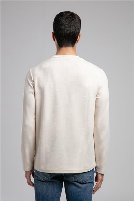Wayne Erkek O Yaka Sweatshirt Bej