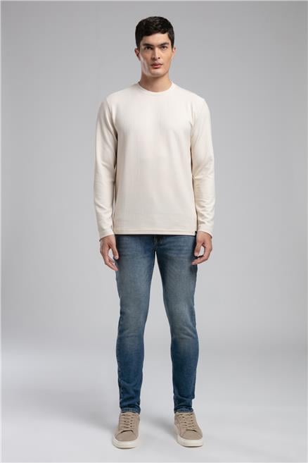 Wayne Erkek O Yaka Sweatshirt Bej