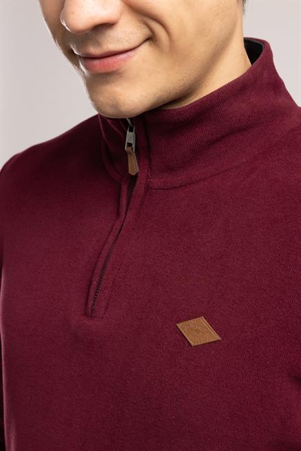 Westorn Erkek Dik Yaka Sweatshırt Bordo