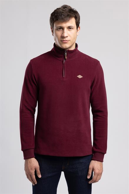 Westorn Erkek Dik Yaka Sweatshırt Bordo