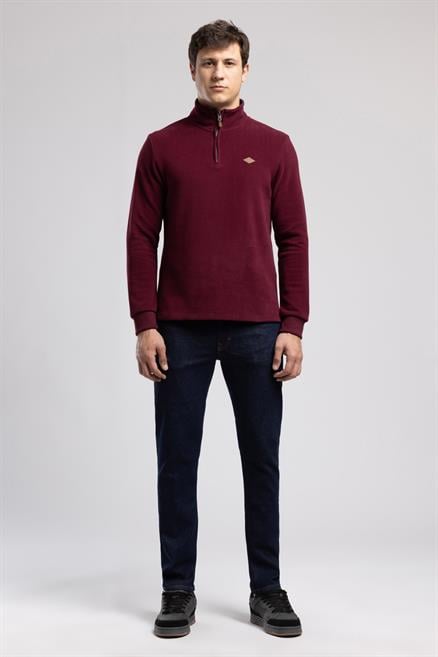 Westorn Erkek Dik Yaka Sweatshırt Bordo
