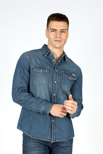 Wolker 1 Erkek %100 Pamuk Jean Gömlek