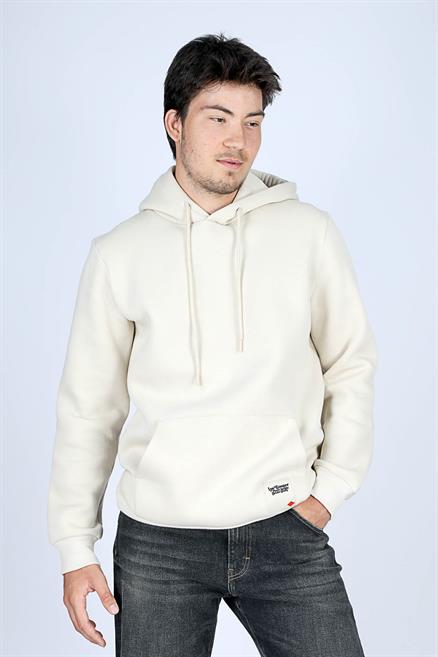 Work Erkek Kapüşonlu Sweatshirt Ekru