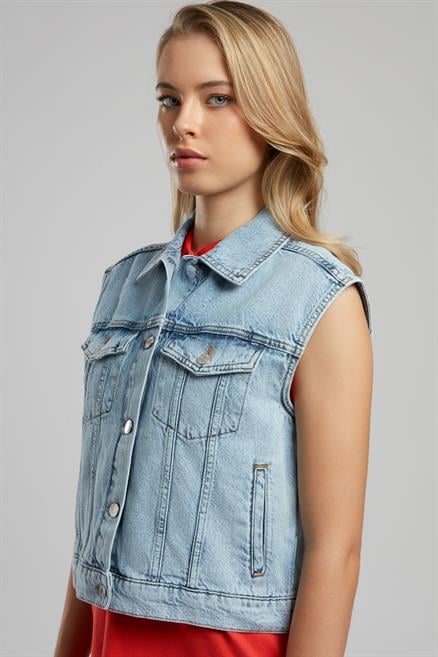 Zane Kadın %100 Pamuk Jean Yelek Denim