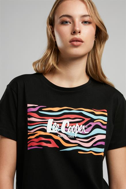 Zebrars Kadın %100 Pamuk O Yaka T-Shirt Siyah